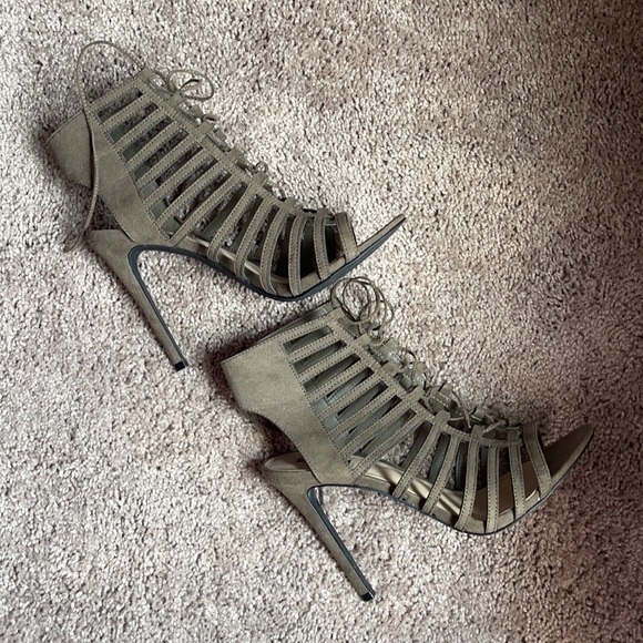 Forever 21 Olive Lace Up Heels - Picture 2 of 2